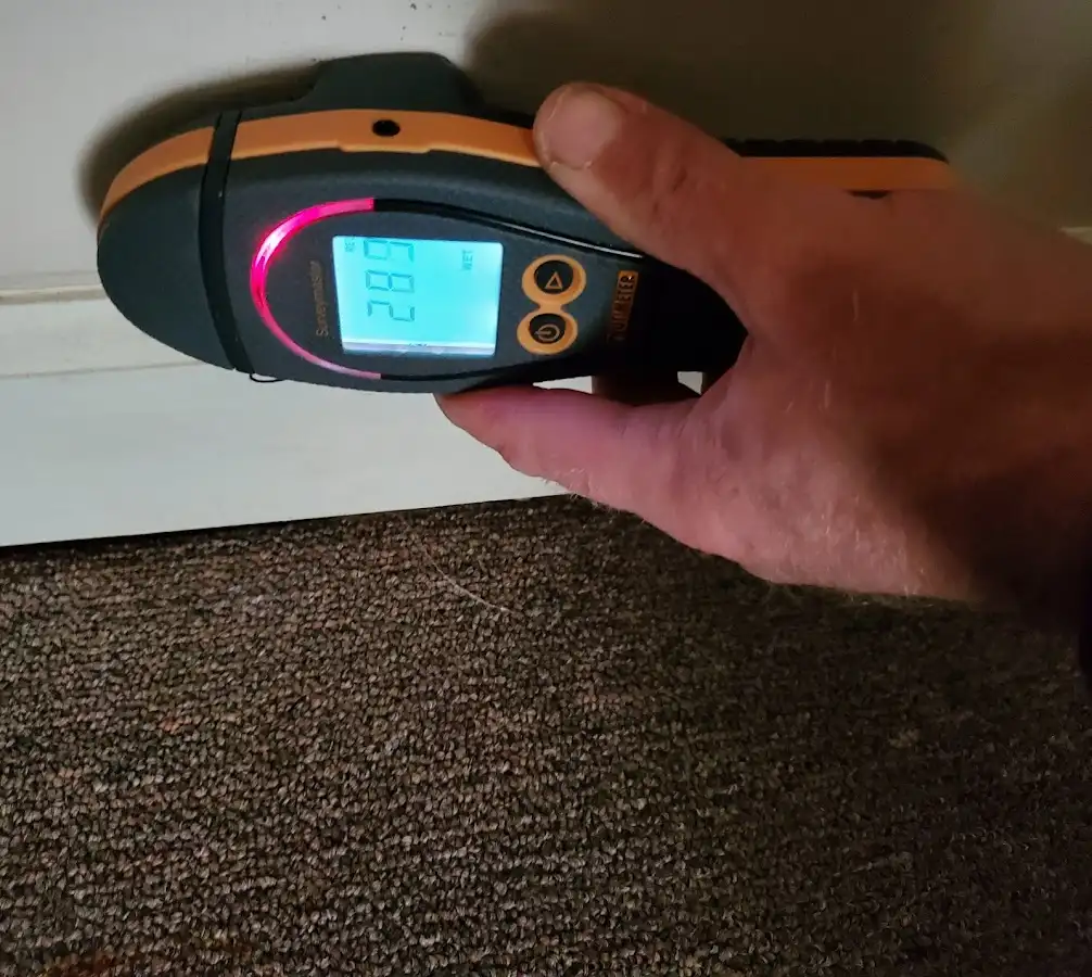 Moisture detection at baseboard during Mold Inspection & Testing in Huntington